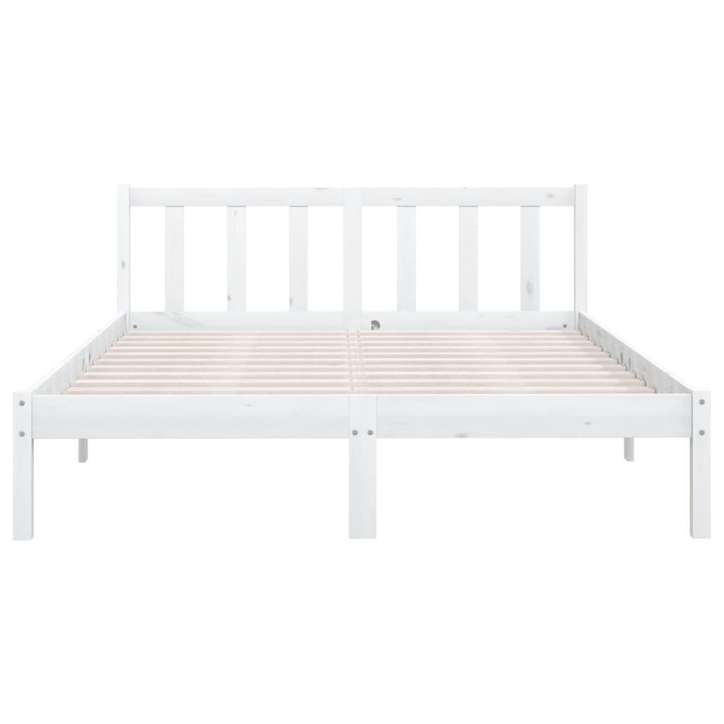 vidaXL gultas rāmis, balts, 140x200 cm, priedes masīvkoks
