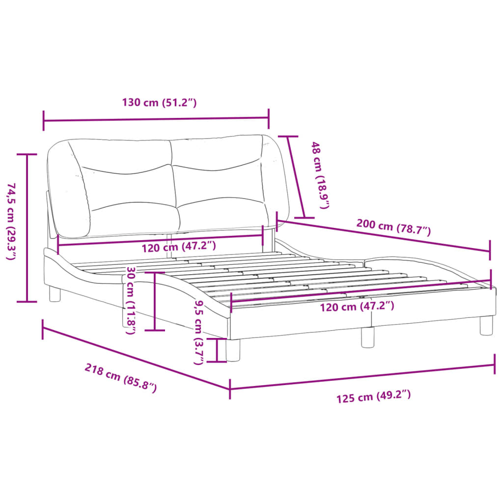 vidaXL gultas rāmis ar galvgali, brūns, 120x200 cm, mākslīgā āda