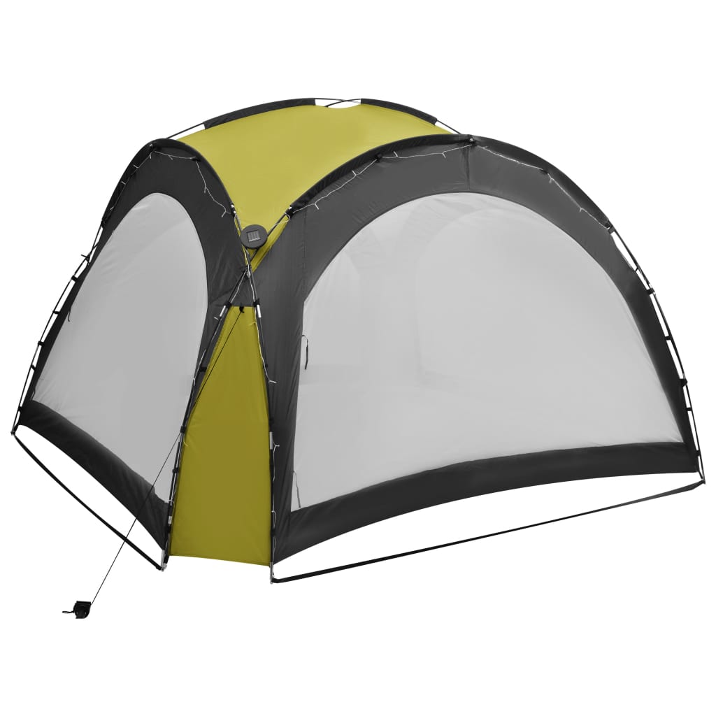 vidaXL svinību telts ar LED un 4 sānu sienām, 3,6x3,6x2,3 m, zaļa