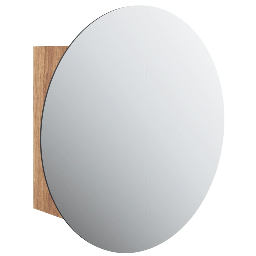 vidaXL vannasistabas skapītis, apaļš spogulis ar LED, 47x47x17,5 cm