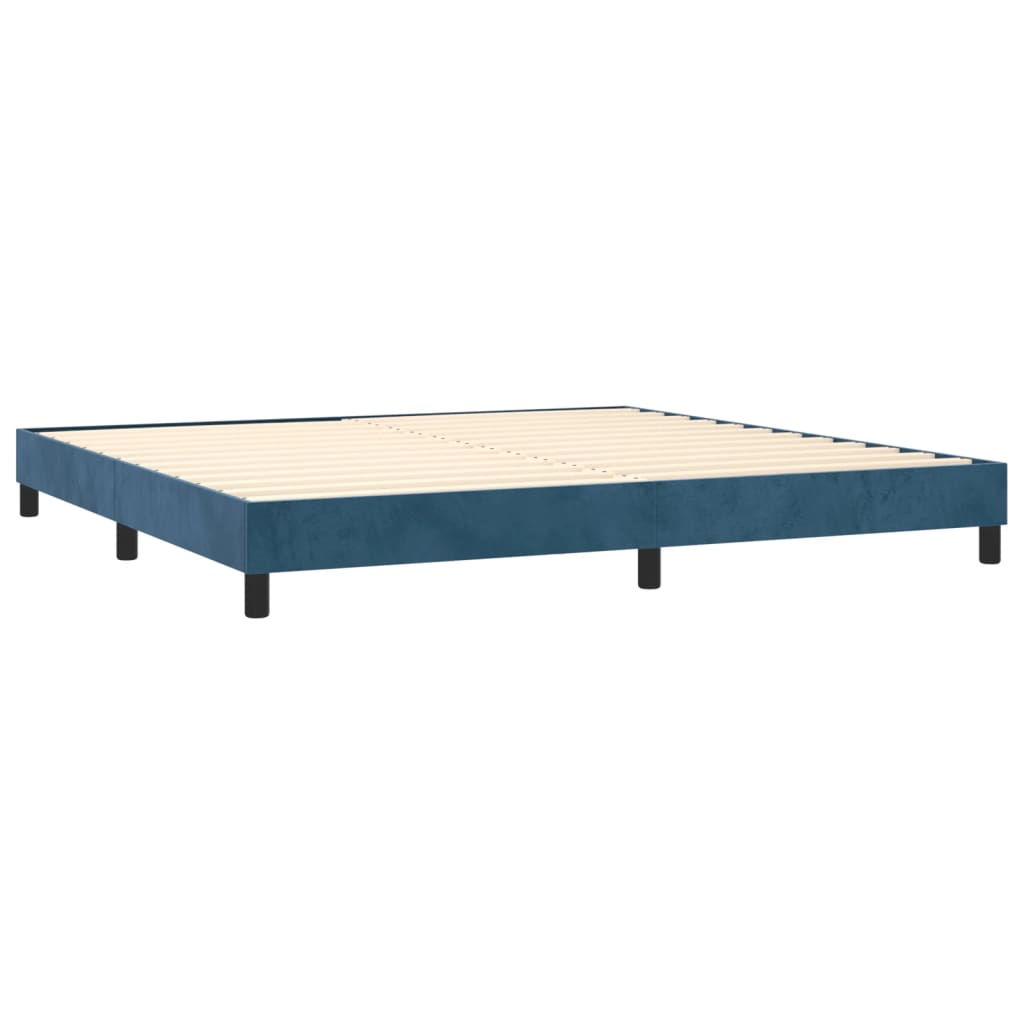 vidaXL atsperu gulta ar matraci, LED, tumši zils samts, 200x200 cm