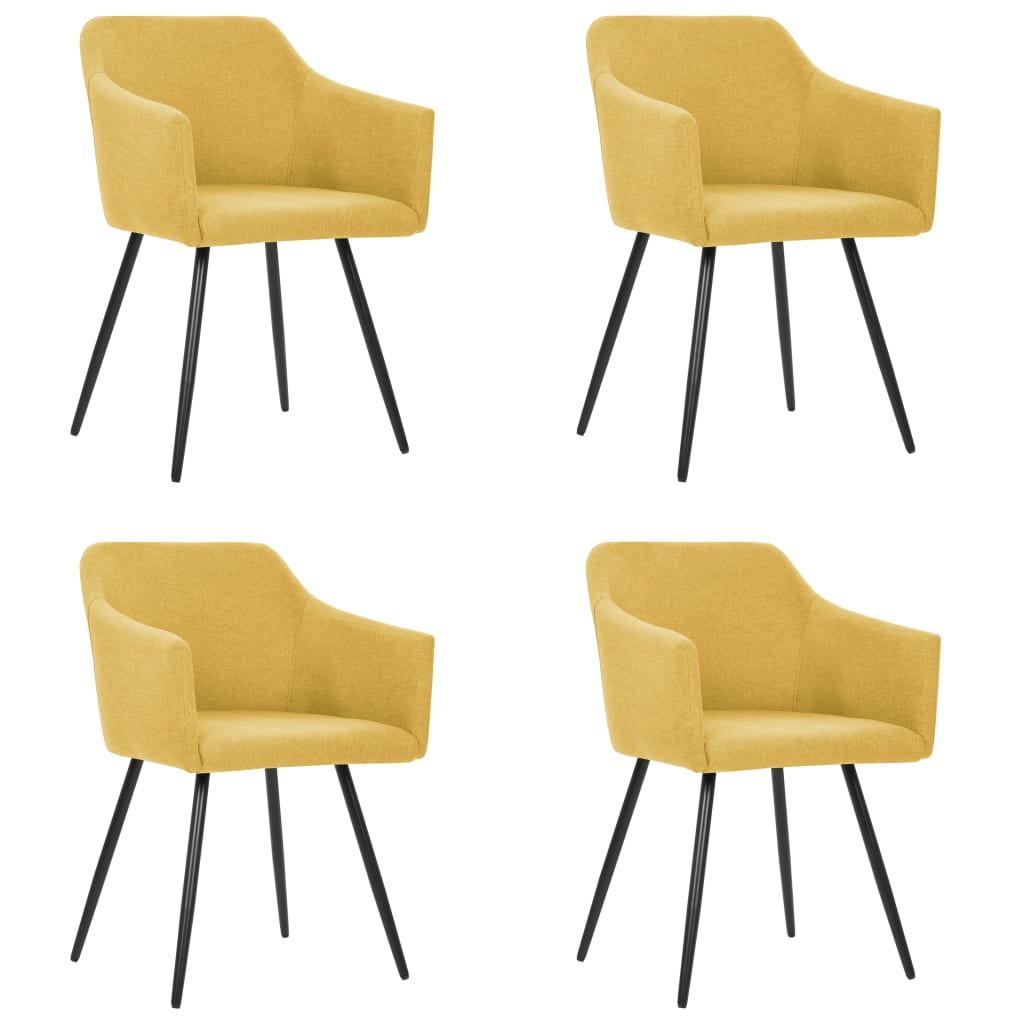 vidaXL virtuves krēsli, 4 gab., dzeltens audums