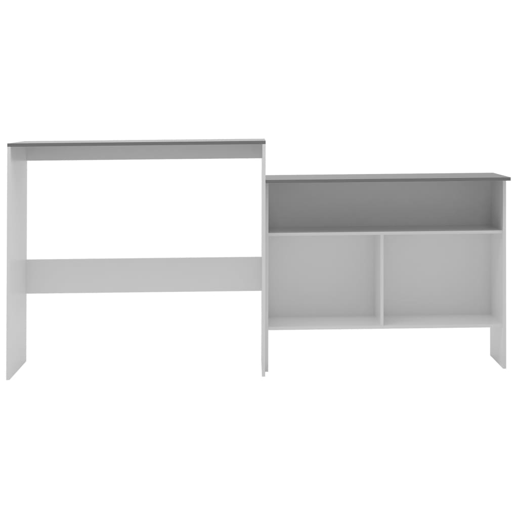 vidaXL bāra galds ar divām virsmām, 130x40x120 cm, balts un pelēks