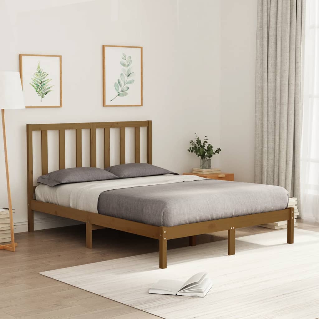 vidaXL gultas rāmis, medus brūns, masīvkoks, 120x200 cm