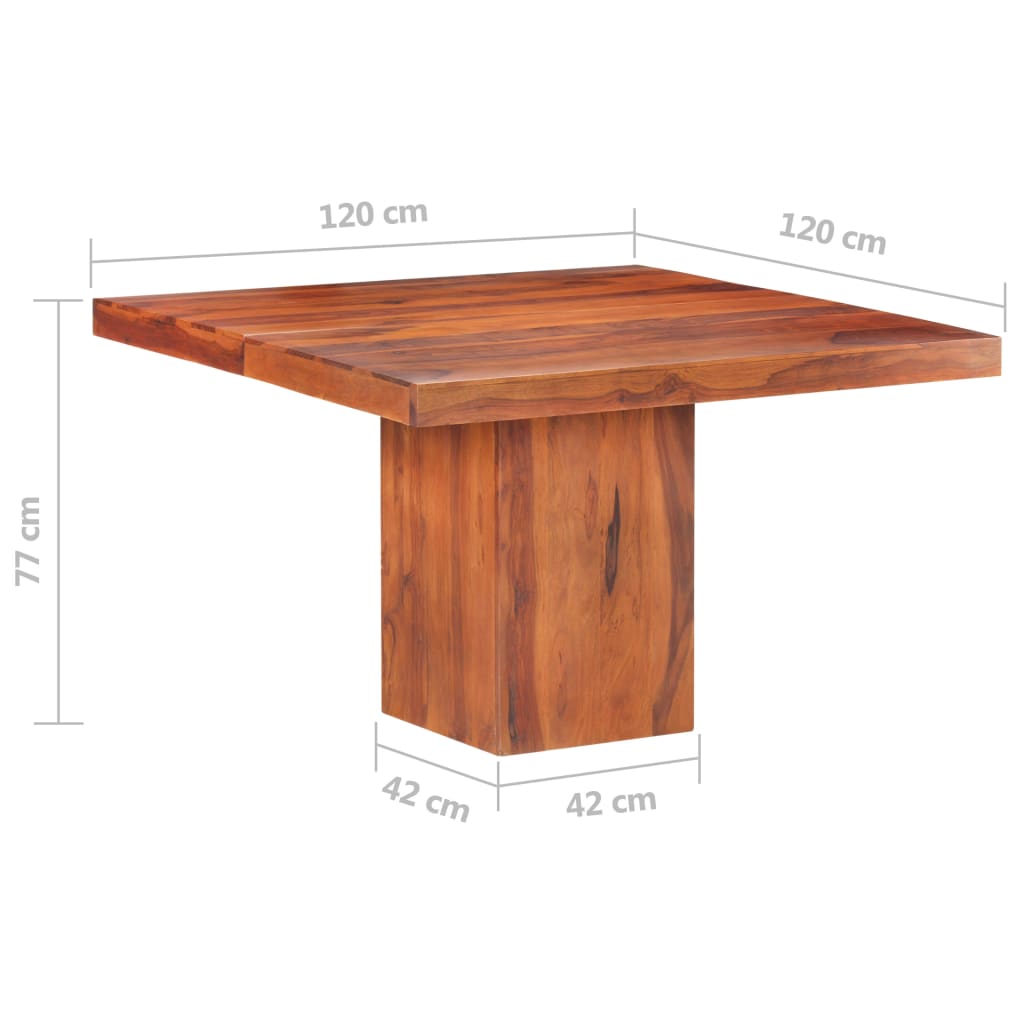 vidaXL virtuves galds, 120x120x77 cm, masīvs rožkoks