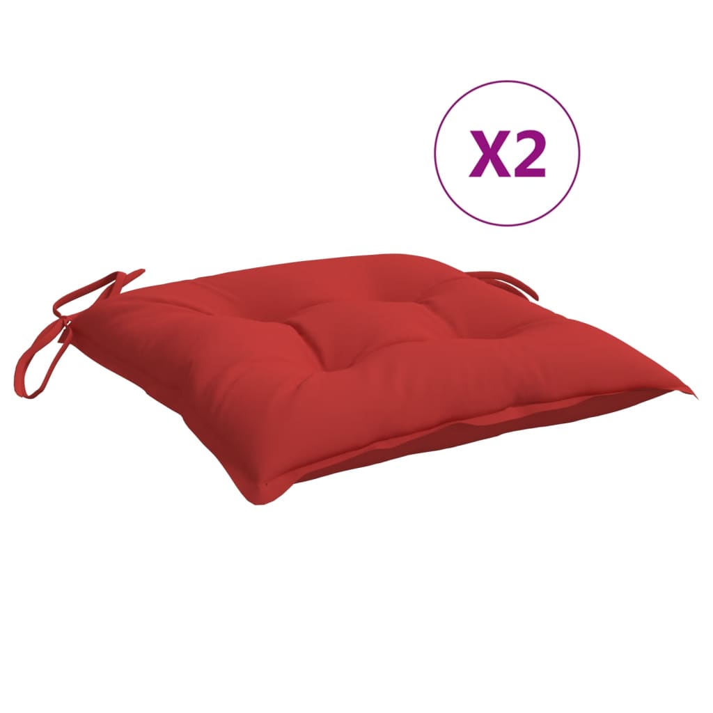 vidaXL dārza krēslu matrači, 2 gab., sarkani, 40x40x7 cm, audums