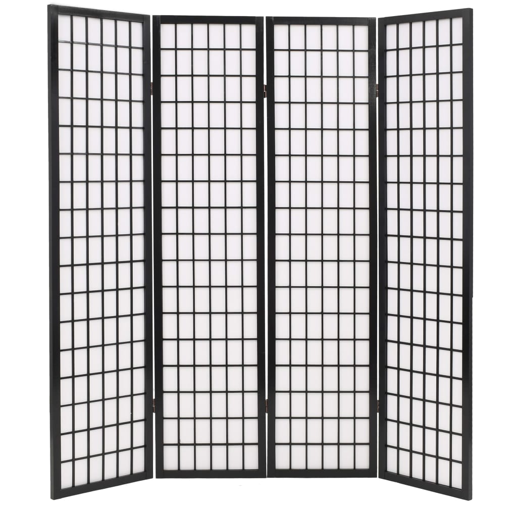 vidaXL istabas aizslietnis, 4 paneļi, 160x170 cm, japāņu stils, melns