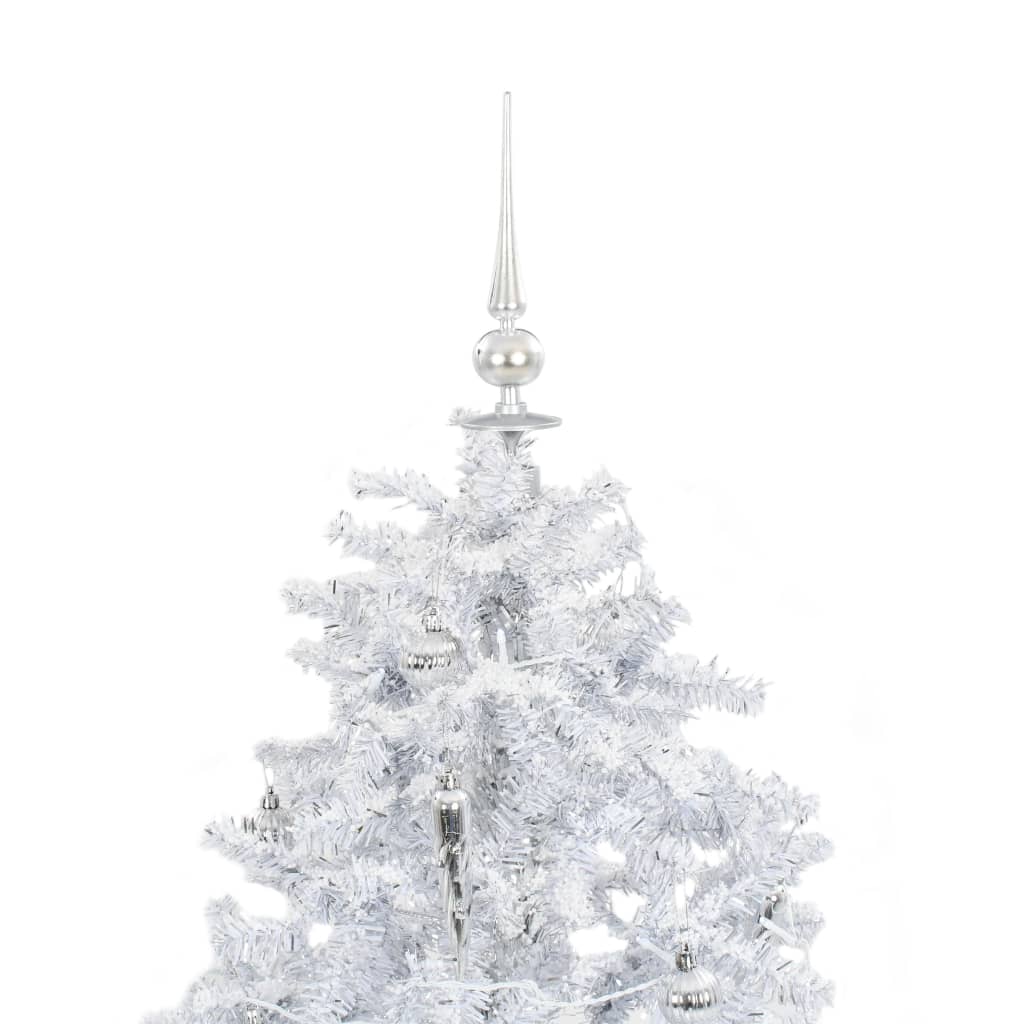 vidaXL mākslīgā Ziemassvētku egle ar sniegu un pamatni, balta, 140 cm