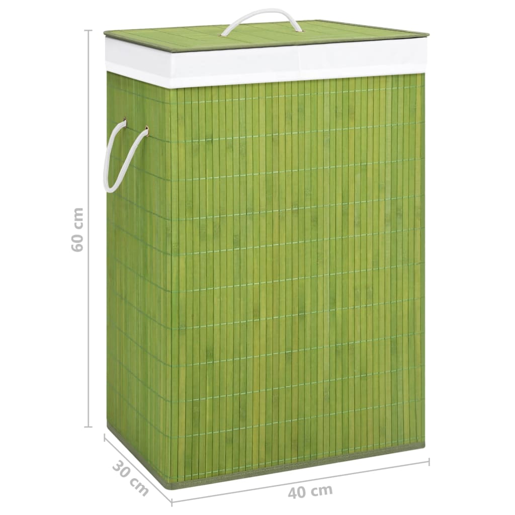 vidaXL veļas grozs ar 2 nodalījumiem, bambuss, zaļš, 72 L