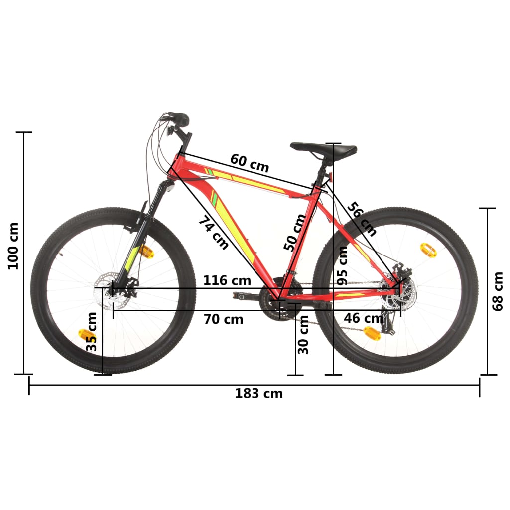vidaXL kalnu velosipēds, 21 ātrums, 27,5'', 50 cm, sarkans