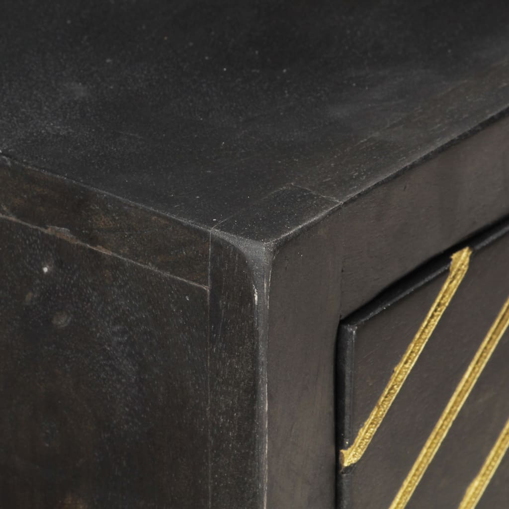 vidaXL konsoles galdiņš, melns ar zeltu, 90x30x75 cm, mango masīvkoks