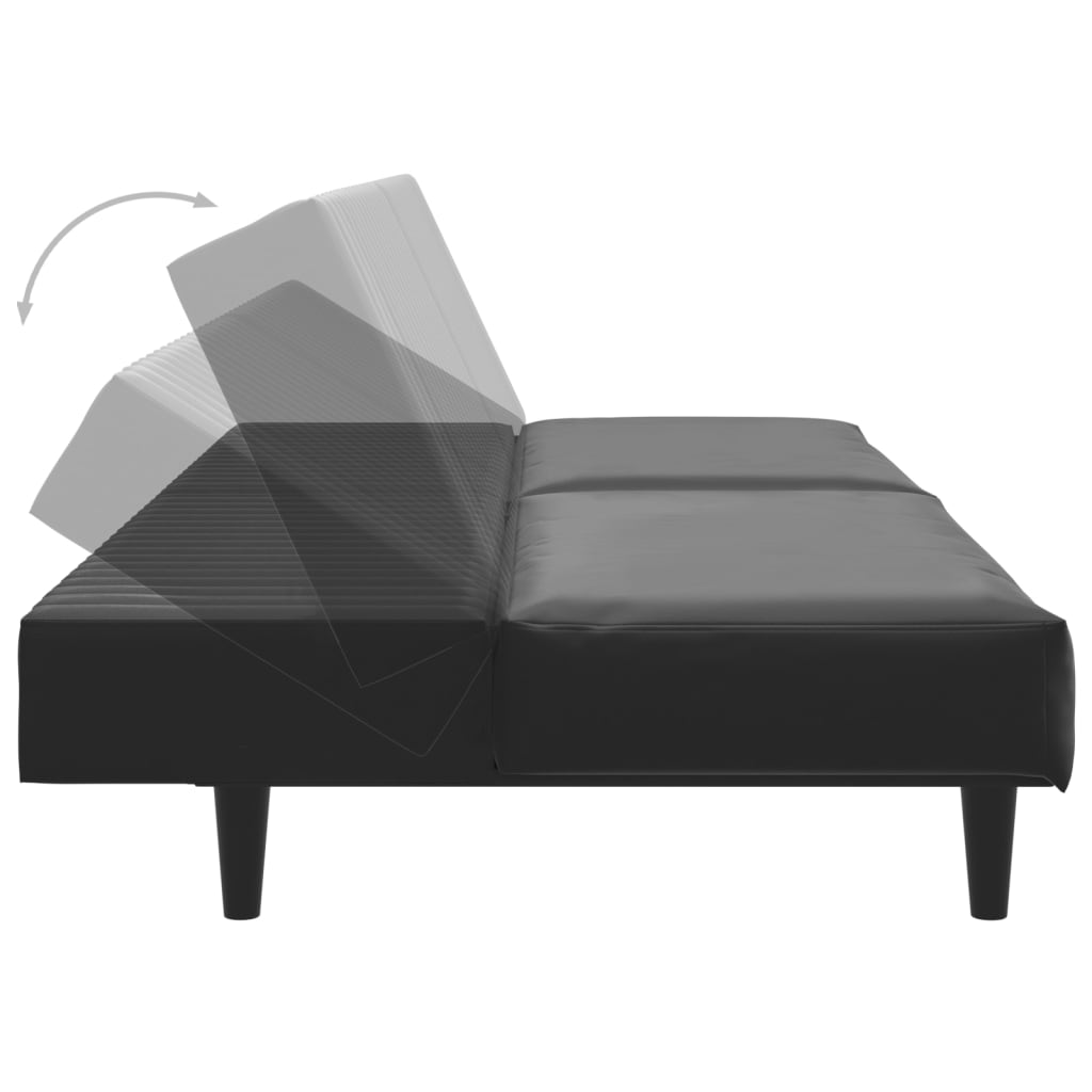 vidaXL 2-vietīga dīvāngulta, melna mākslīgā āda