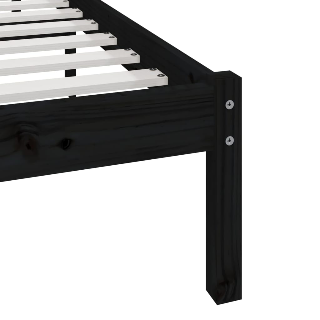 vidaXL gultas rāmis, melns, 75x190 cm, priedes masīvkoks, vienvietīgs