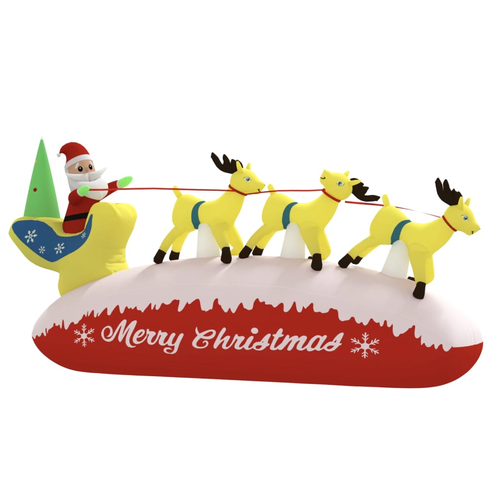 vidaXL piepūšama Ziemassvētku dekorācija, Salavecis un brieži, 145 cm