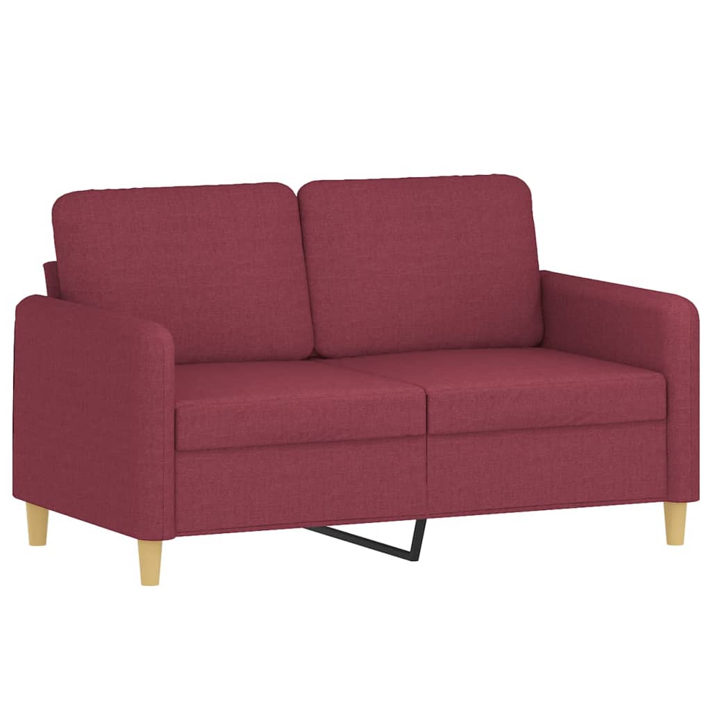 vidaXL divvietīgs dīvāns ar spilveniem, vīnsarkans, 120 cm, audums