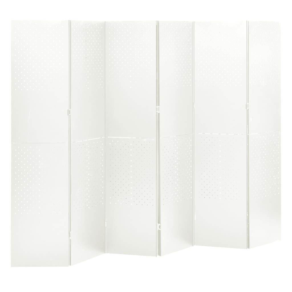 vidaXL 6-paneļu istabas aizslietnis, balts, 240x180 cm, tērauds