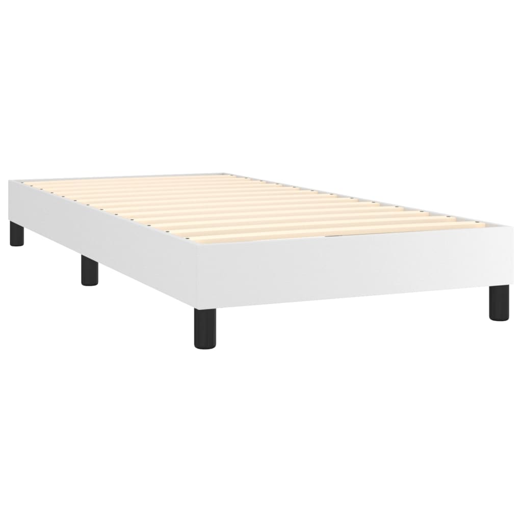 vidaXL atsperu gulta ar matraci, balta, 90x190 cm, mākslīgā āda