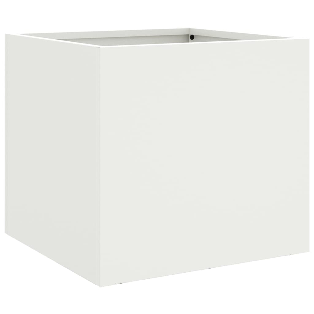 vidaXL puķu kastes, 2 gb., baltas, 32x30x29 cm, auksti velmēts tērauds