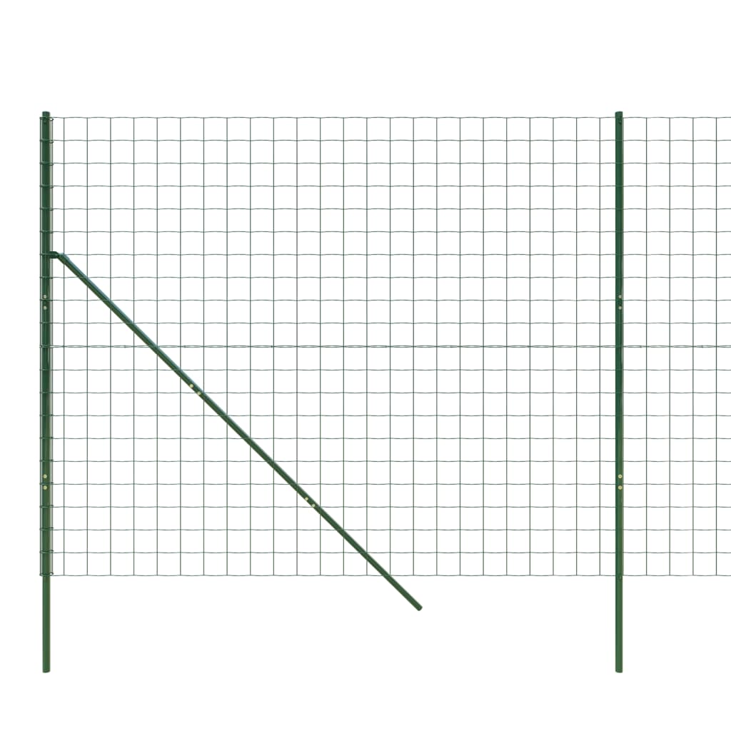 vidaXL stiepļu žogs, zaļš, 1,8x25 m, cinkots tērauds