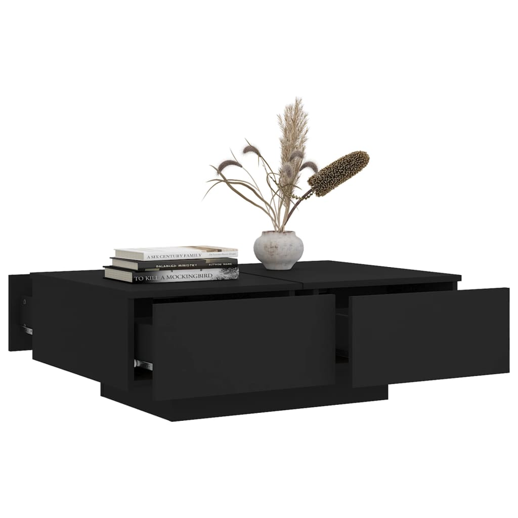 vidaXL kafijas galdiņš, melns, 90x60x31 cm, skaidu plāksne