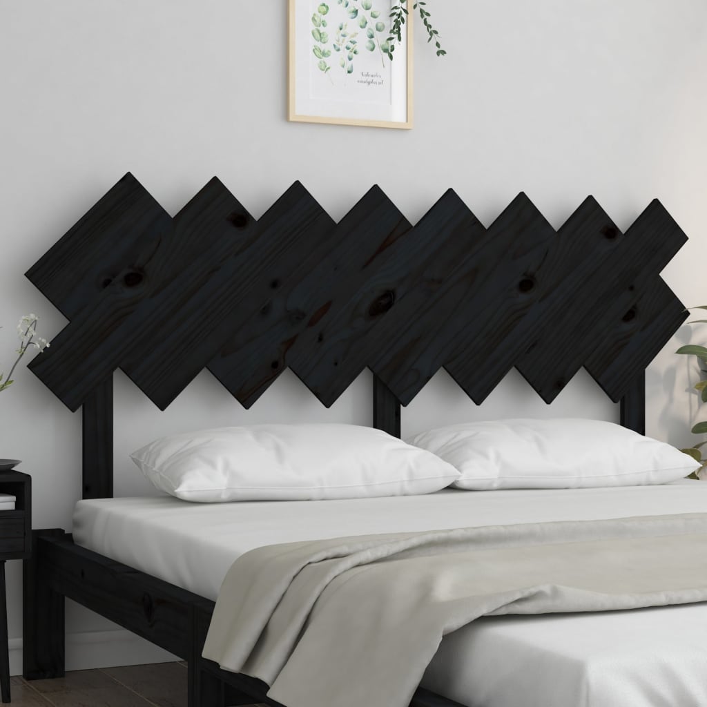 vidaXL gultas galvgalis, melns, 159,5x3x80,5 cm, priedes masīvkoks