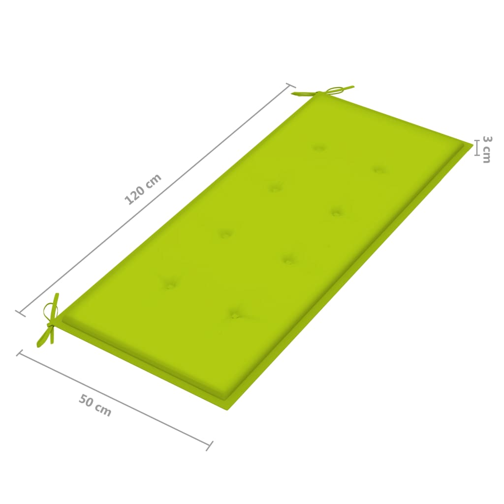vidaXL dārza sols ar matraci, 128,5 cm, masīvs tīkkoks