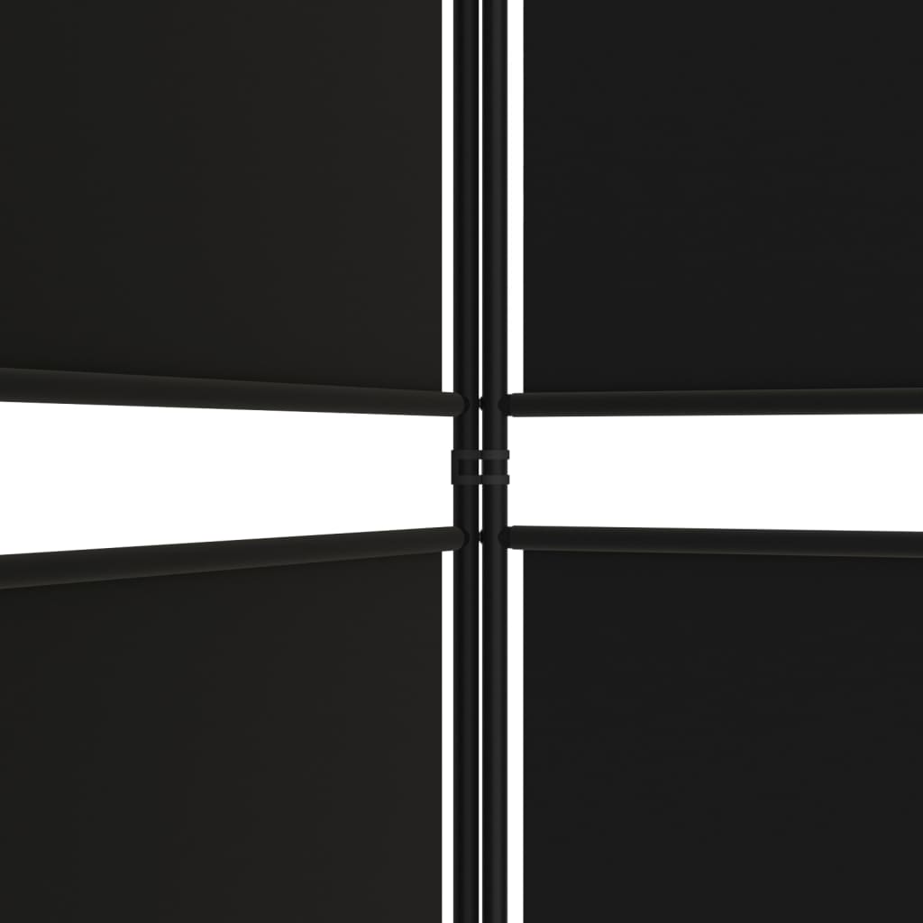 vidaXL 4-paneļu istabas aizslietnis, 200x220 cm, melns audums