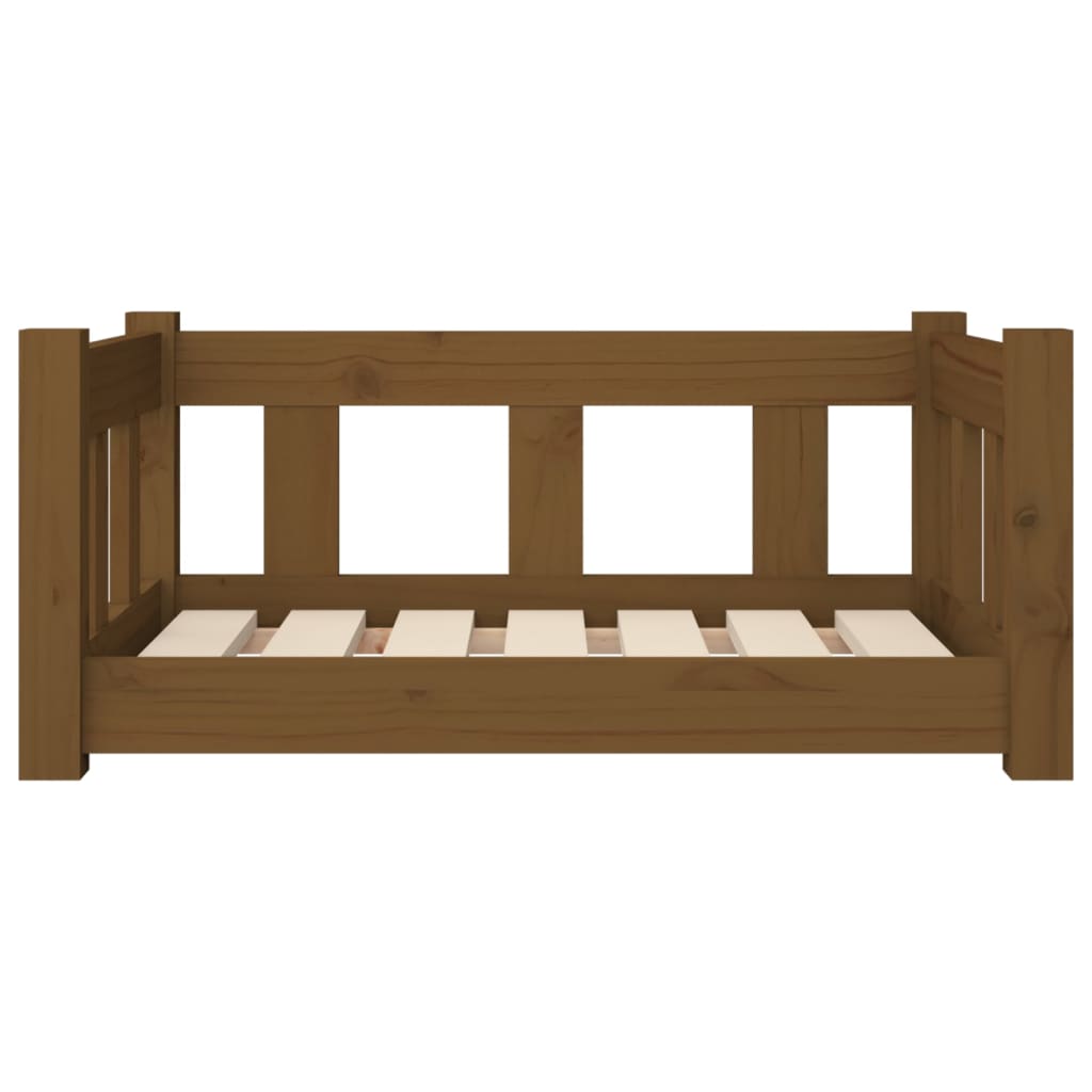 vidaXL suņu gulta, medus brūna, 65,5x50,5x28 cm, priedes masīvkoks