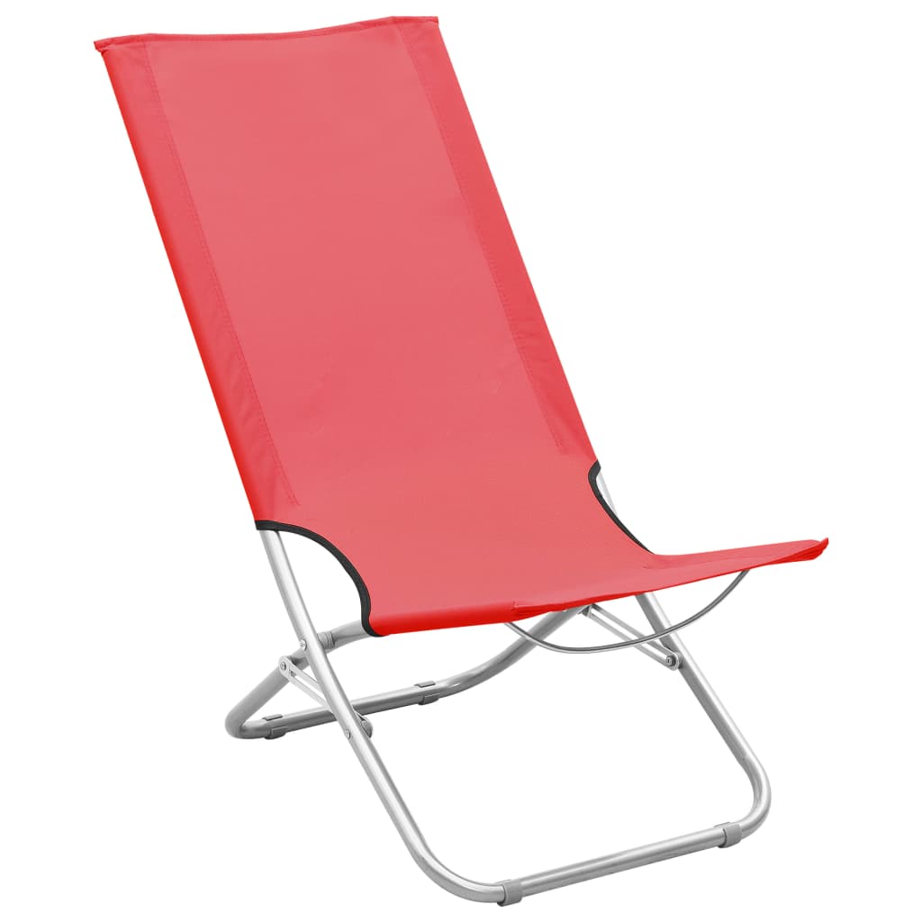 vidaXL salokāmi pludmales krēsli, 2 gab., sarkans audums