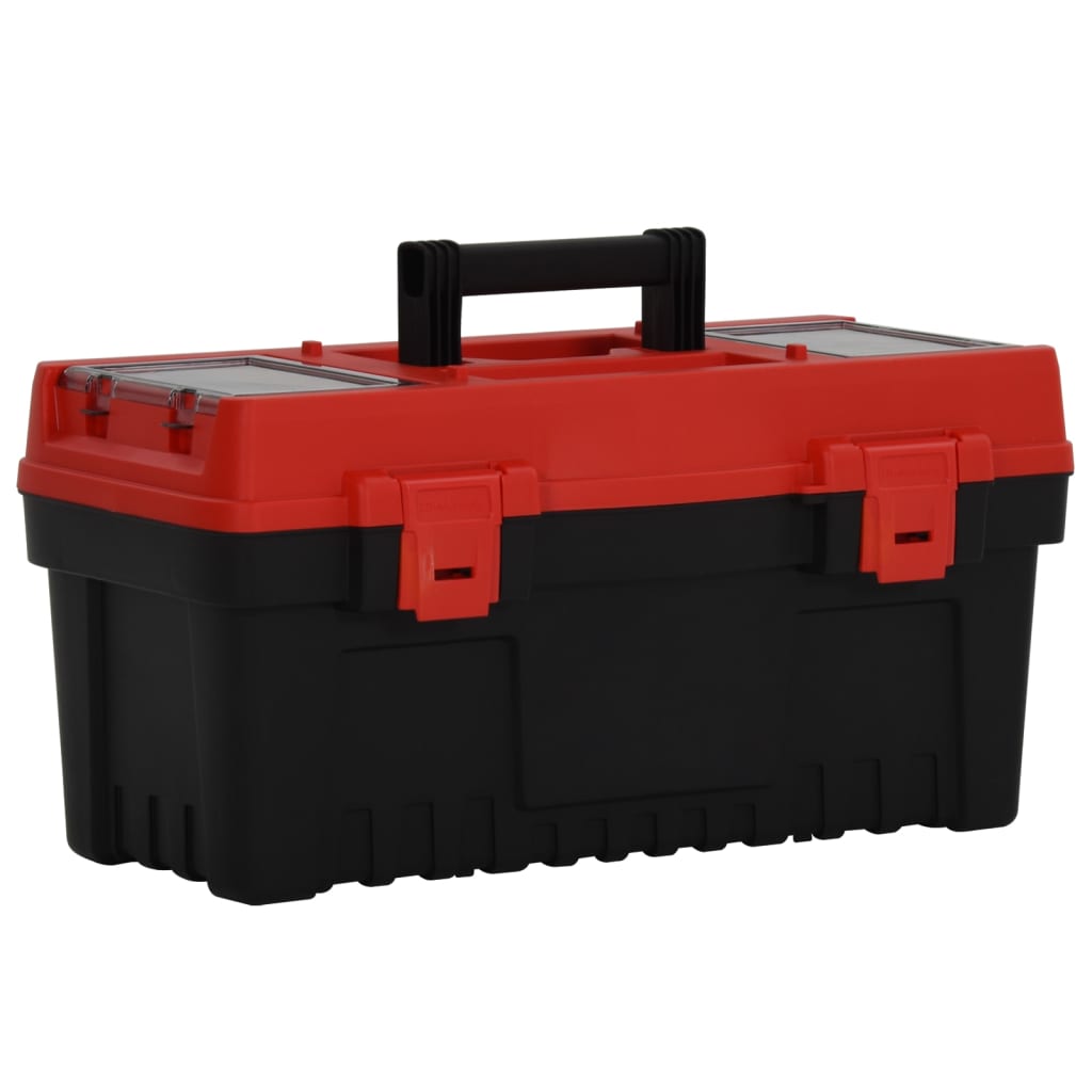 vidaXL 2-daļīga instrumentu kaste, melna un sarkana, polipropilēns