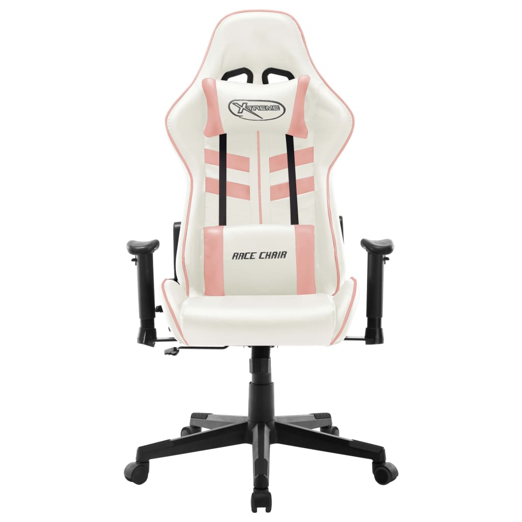 vidaXL datorspēļu krēsls, melna un rozā mākslīgā āda