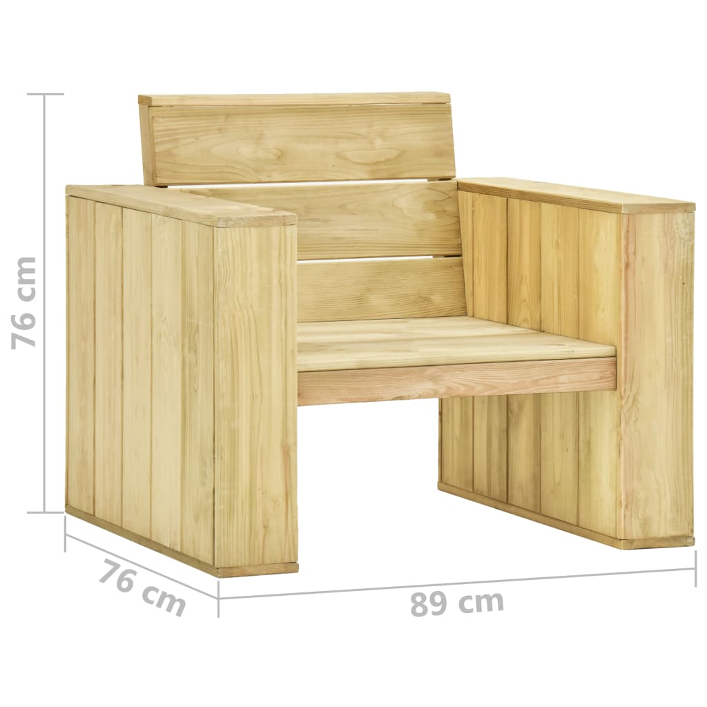 vidaXL dārza krēsls, 89x76x76 cm, impregnēts priedes koks