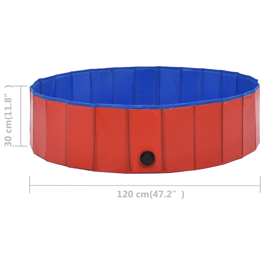 vidaXL suņu baseins, salokāms, sarkans, 120x30 cm, PVC
