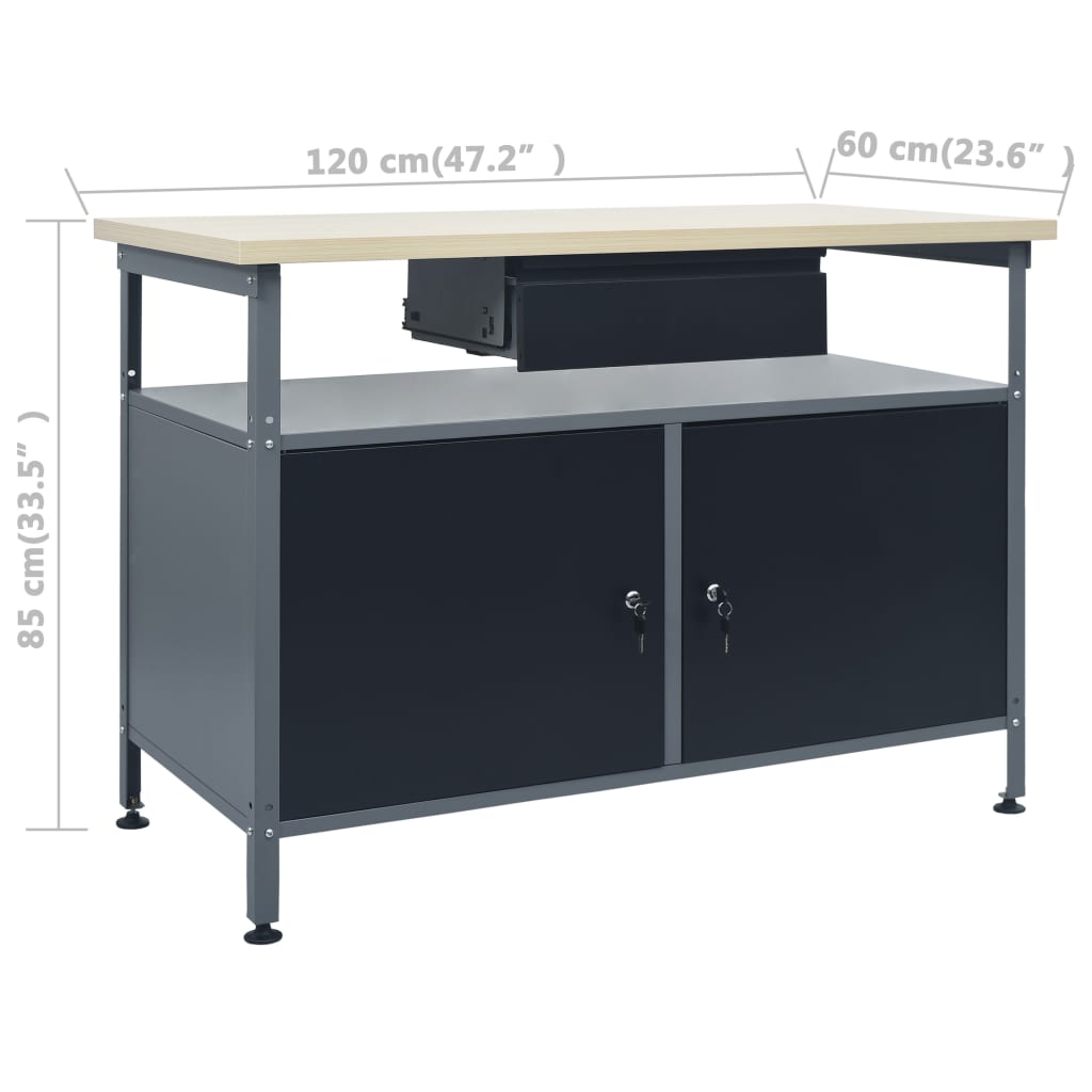 vidaXL darba galds ar trīs sienas paneļiem un vienu skapīti