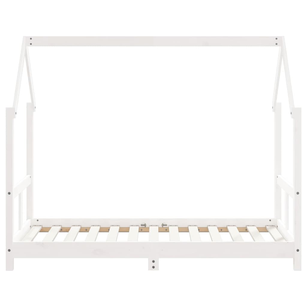 vidaXL bērnu gultas rāmis, balts, 80x160 cm, priedes masīvkoks