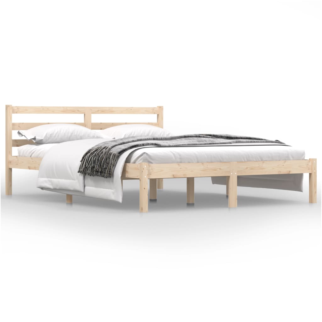 vidaXL gultas rāmis, priedes masīvkoks, 120x190 cm, mazs, divvietīgs
