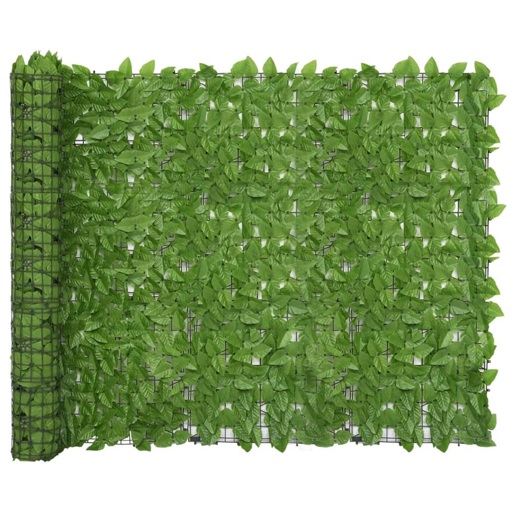 vidaXL balkona aizslietnis ar zaļām lapām, 600x150 cm
