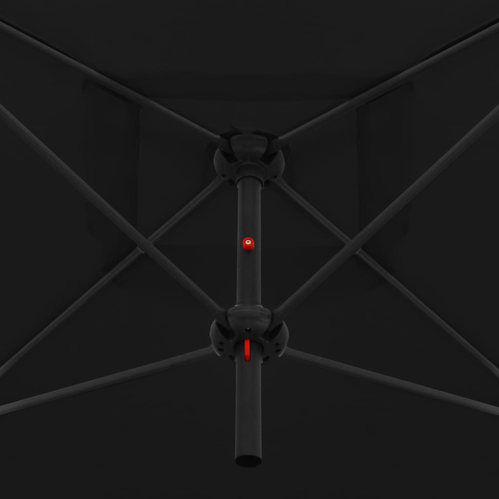 vidaXL dubultais saulessargs ar tērauda kātu, 250x250 cm, melns
