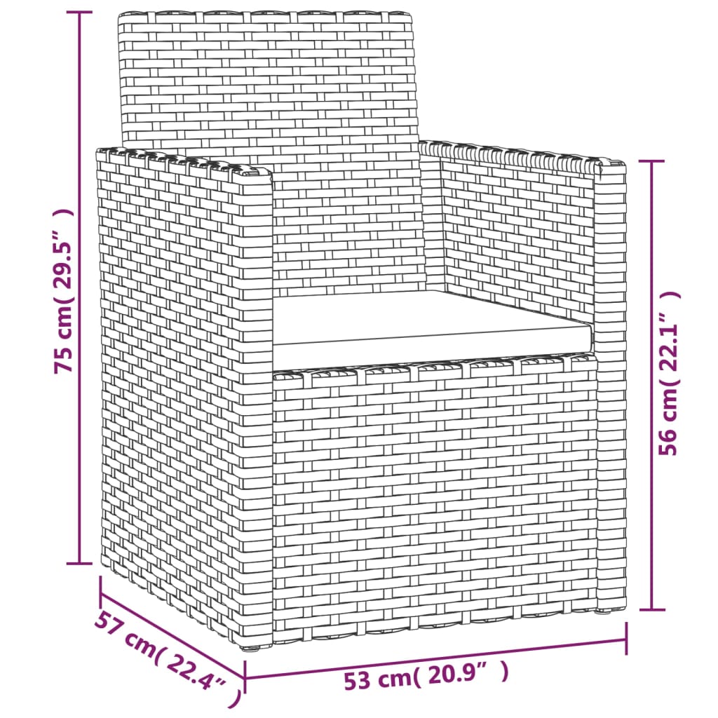 vidaXL 4-daļīgs āra atpūtas mēbeļu komplekts ar matračiem, PE, melns