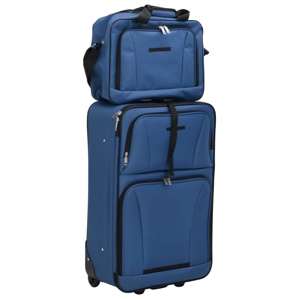 vidaXL piecdaļīgs koferu komplekts, zils audums