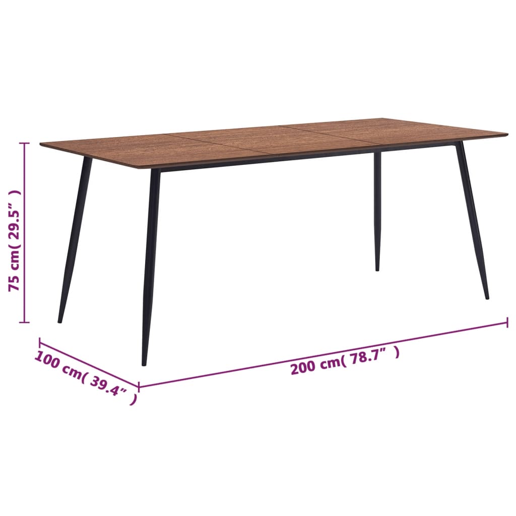 vidaXL virtuves galds, brūns, 200x100x75 cm, MDF