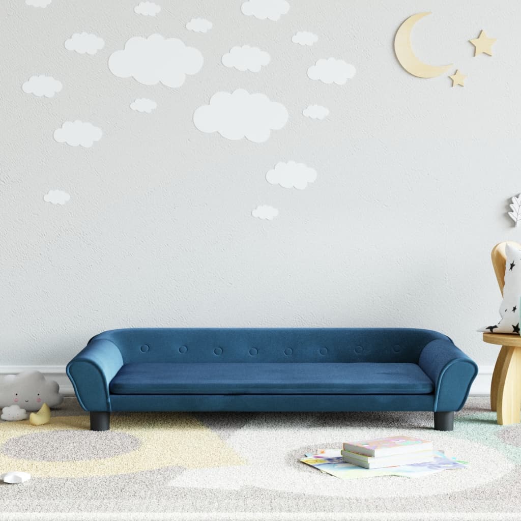 vidaXL bērnu dīvāns, zils, 100x50x26 cm, samts