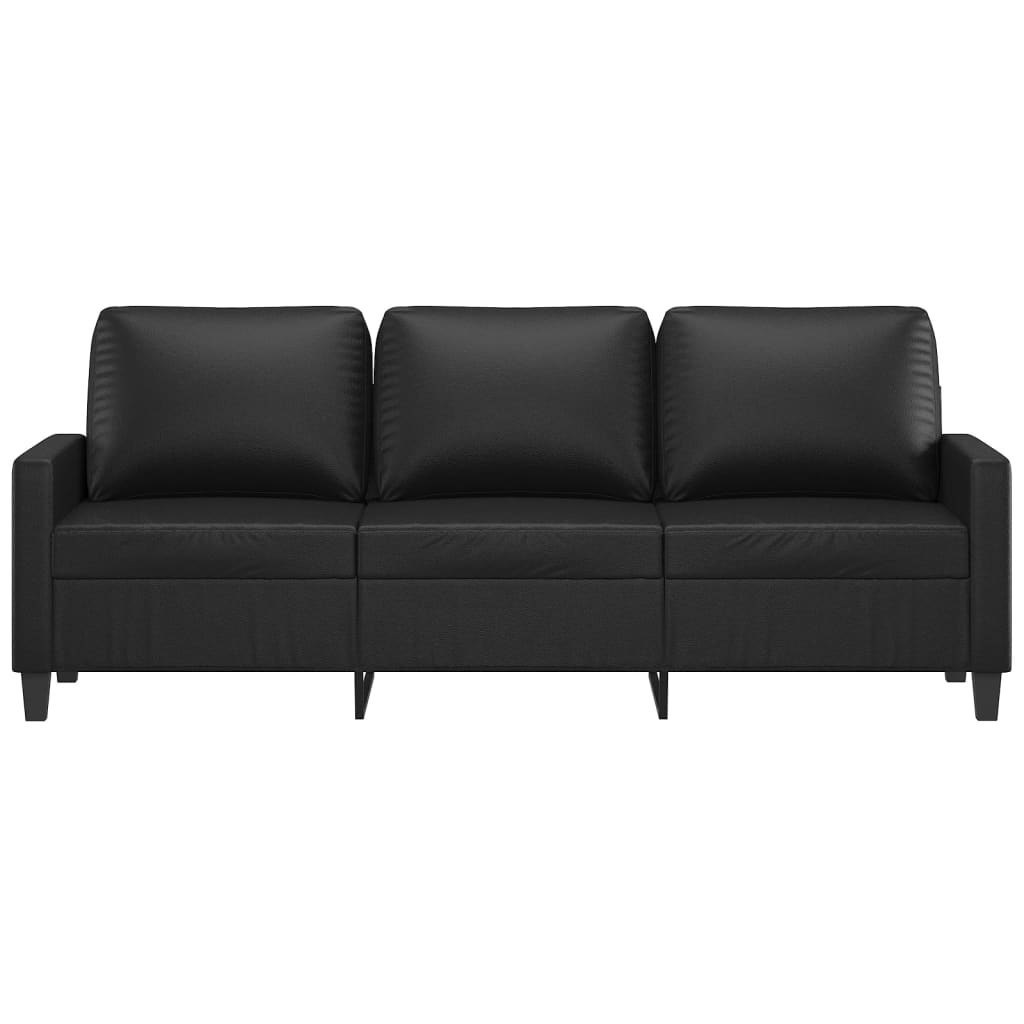 vidaXL trīsvietīgs dīvāns, melns, 180 cm, mākslīgā āda
