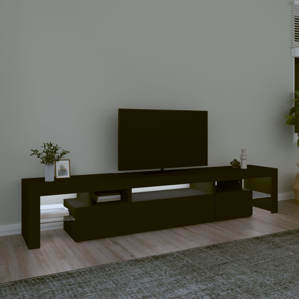 vidaXL TV skapītis ar LED apgaismojumu, melns, 215x36,5x40 cm