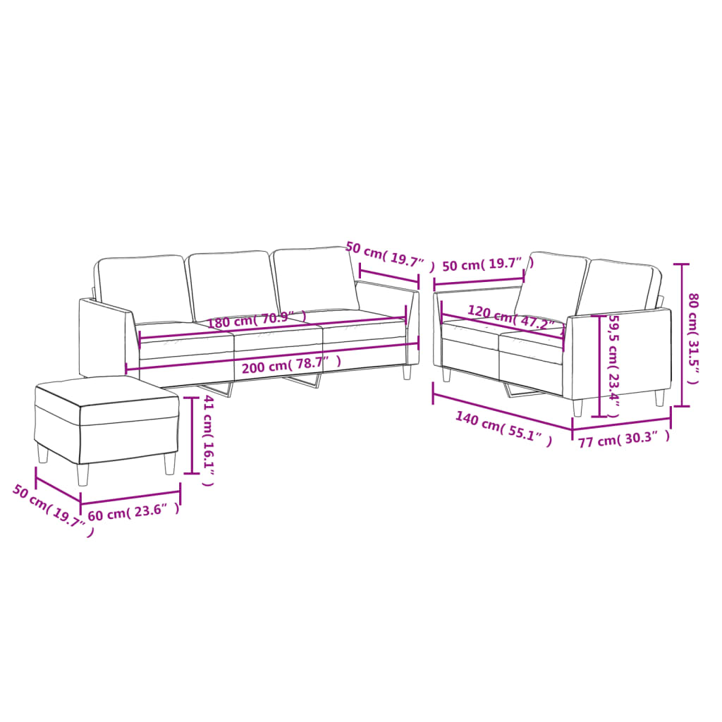 vidaXL trīsdaļīgs dīvānu komplekts ar spilveniem, melna mākslīgā āda