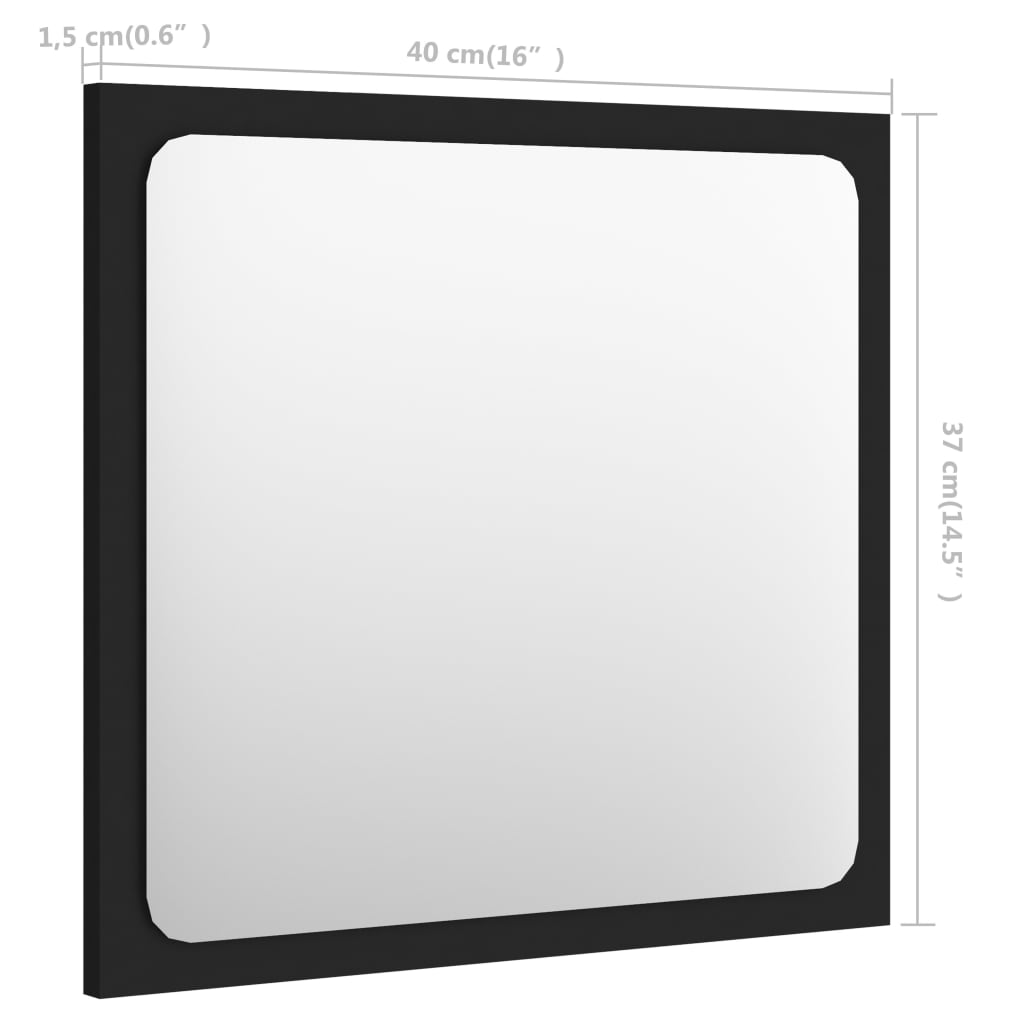 vidaXL vannasistabas spogulis, melns, 40x1,5x37 cm, skaidu plāksne