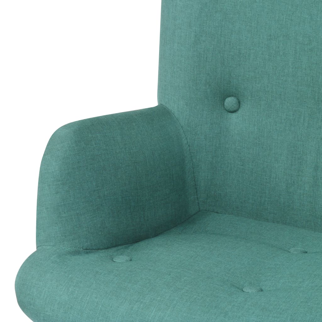 vidaXL atpūtas krēsls ar kājsoliņu, zaļš audums