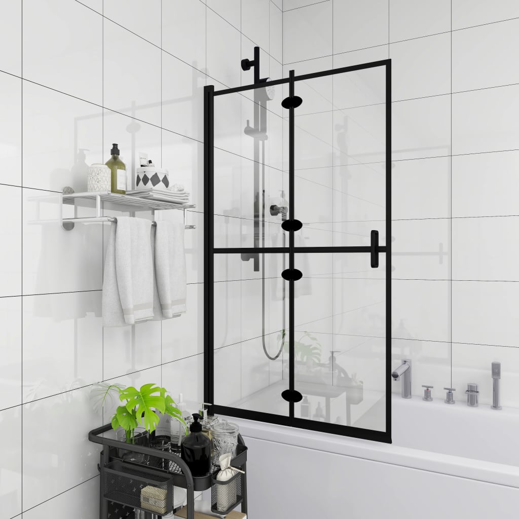 vidaXL salokāma dušas kabīne, ESG, 80x140 cm, melna