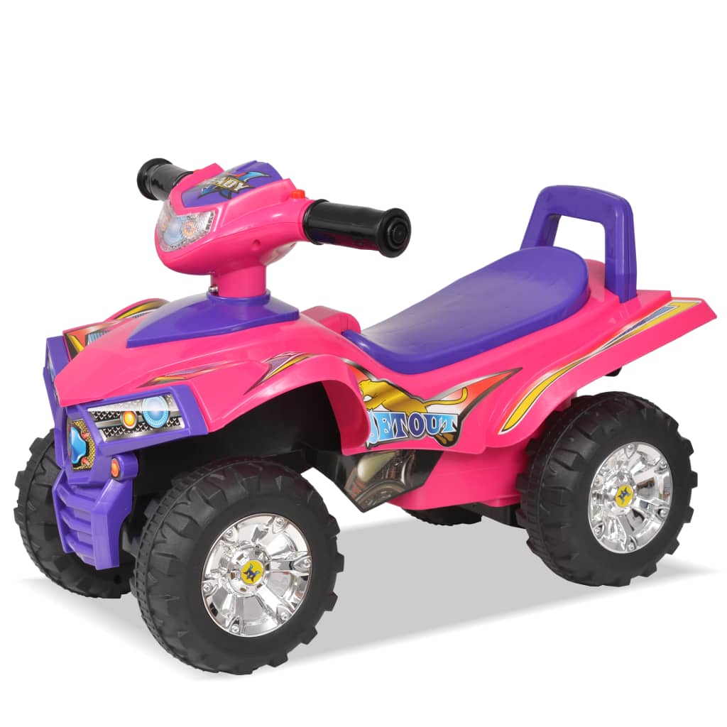 vidaXL bērnu rotaļu kvadracikls, ar skaņu un gaismām, rozā ar violetu