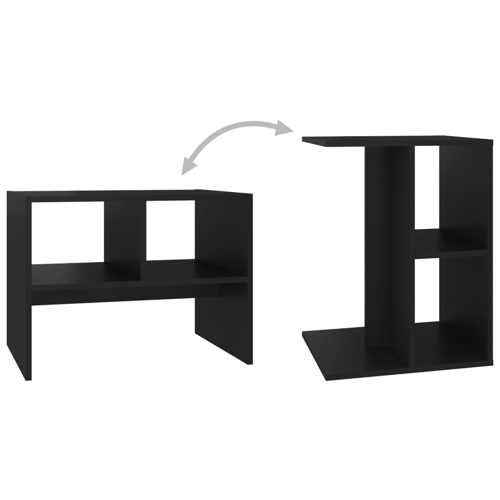 vidaXL galdiņš, melns, 60x40x45 cm, skaidu plāksne
